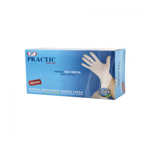 <img src=Γάντια Latex Μιας Χρήσης 100 τεμ Practic alt=Γυναίκα φοράει λευκά γάντια σε ένα τραπέζι κουζίνας>