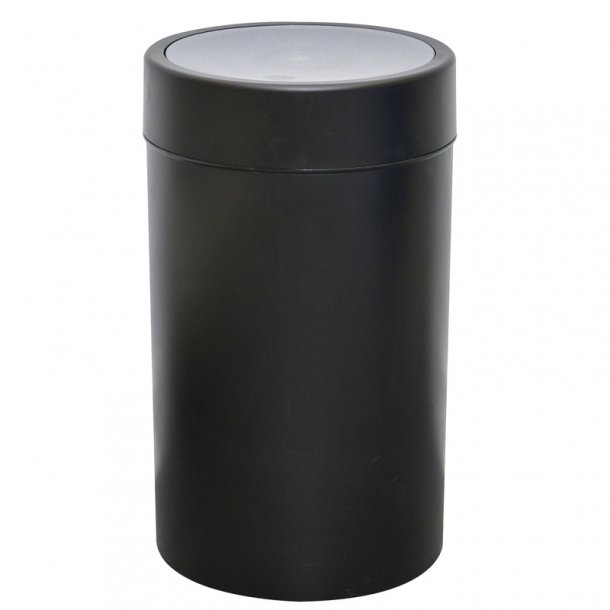 Black garbage bin DECO SWING with swing lid