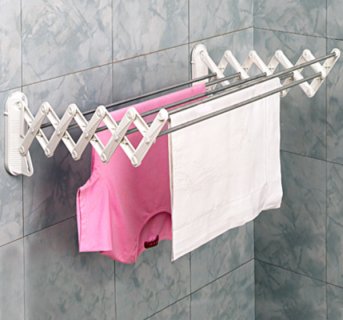 <img src=Wall cloth dryer Skatto 70 Gimi alt=white with silver rails mounted in the bathroom> 