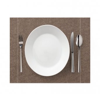 <img src=Place mats multipurpose cloth - 12 pcs set alt=Placemats in brown color with plate and cutlery on> 