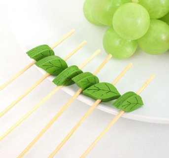 Bamboo cocktail picks Dolphin 100pcs - Leaves