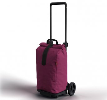Compact shopping cart 50ltr Sprinter Gimi, In bordeaux color with black handle, wheels and clasp