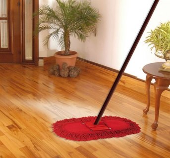 Cotton red mophead Labico for wooden floors