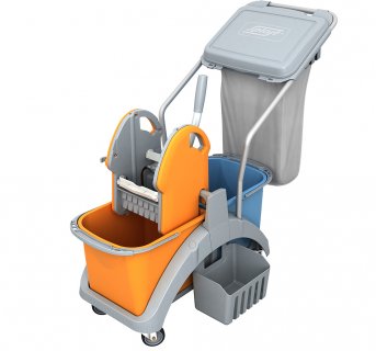 Double professional trolley 2x20L with garbage bag 
