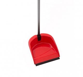 Dustpan with folding handle and rubber tip