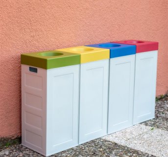 Recycling bin Grey Beige 70lt CUBO RECYCLING colored cover