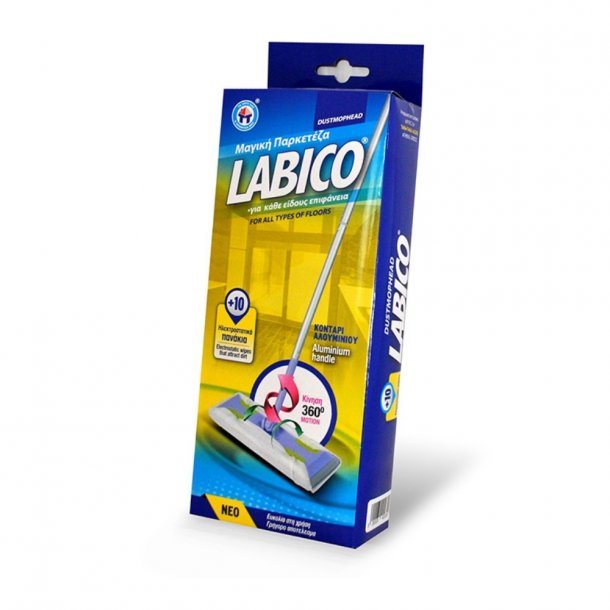 Παρκετέζα με κοντάρι σετ +10 πανάκια καθαρισμού Labico 