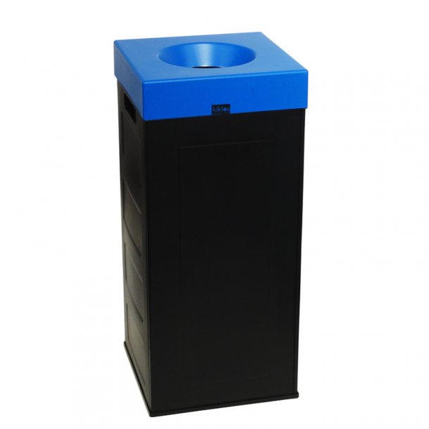 Recycling bin black CUBO RECYCLING 70lt with colored lid-Aegean Blue