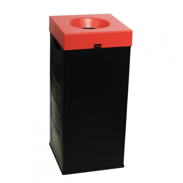 Recycling bin black CUBO RECYCLING 70lt with colored lid-Cherry