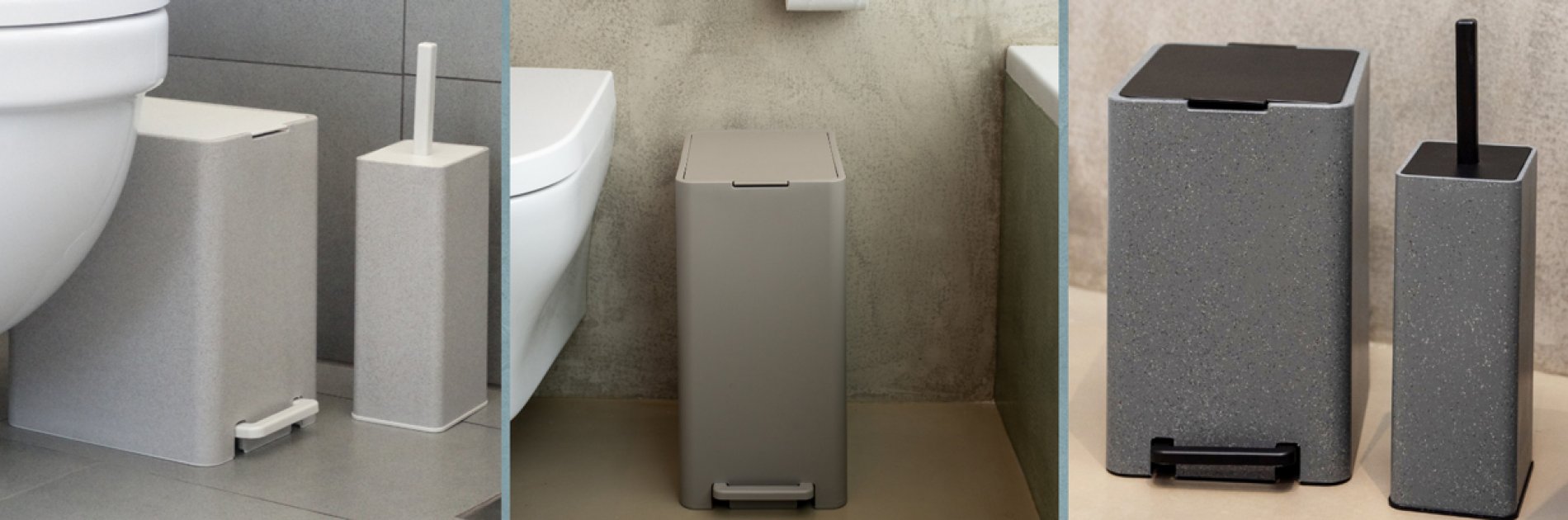 Soft close bathroom bins in different colors and capacity